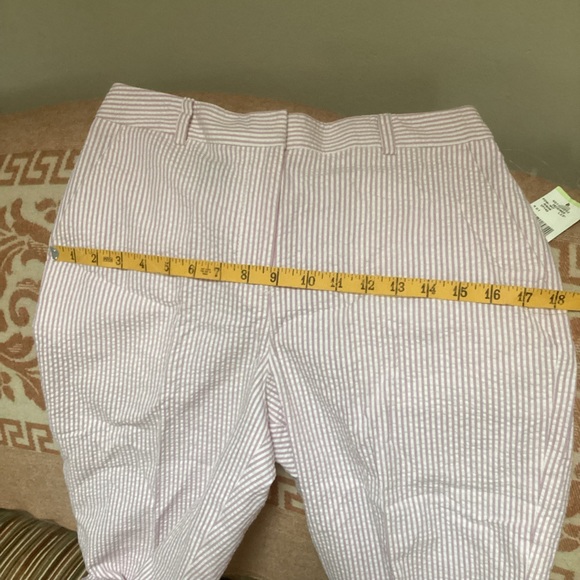 NWT Vintage Kasper seersucker pink & white stripe ankle length pant w/pockets - Picture 11 of 15